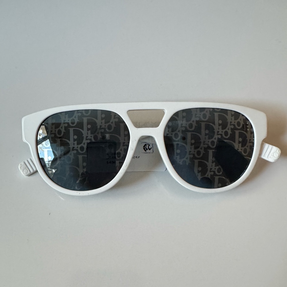 Dior Men's Dior B23 R1I White Grey Logo Mirror Lens Pilot Sunglasses 54mm-17-145 - Picture 5 of 16